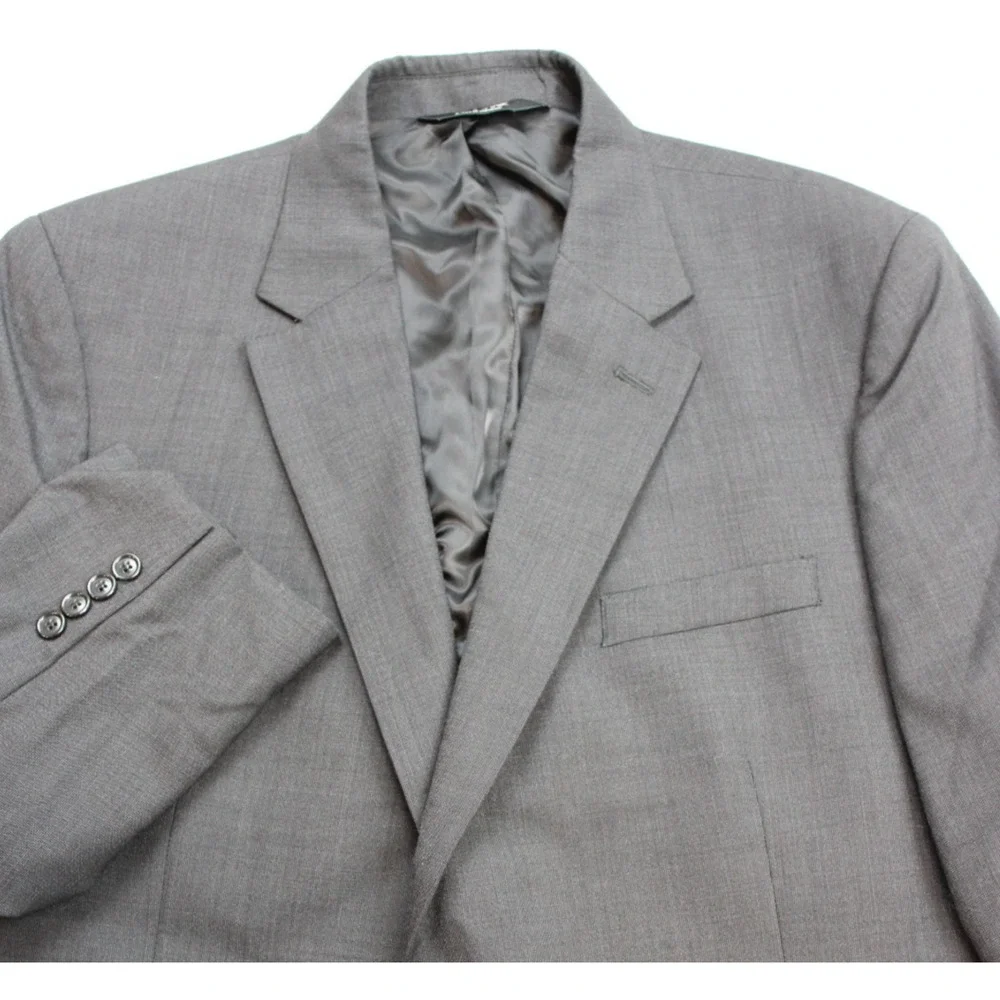 Jos A Bank Blazer Mens‎ 46R Gray 100% Wool 2 Button Notch Lapel Formal Jacket